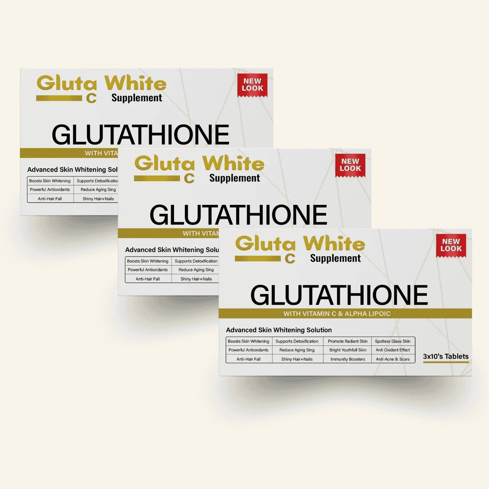 Gluta White Glutathione + Vitamin C tablets (3 Months Course)