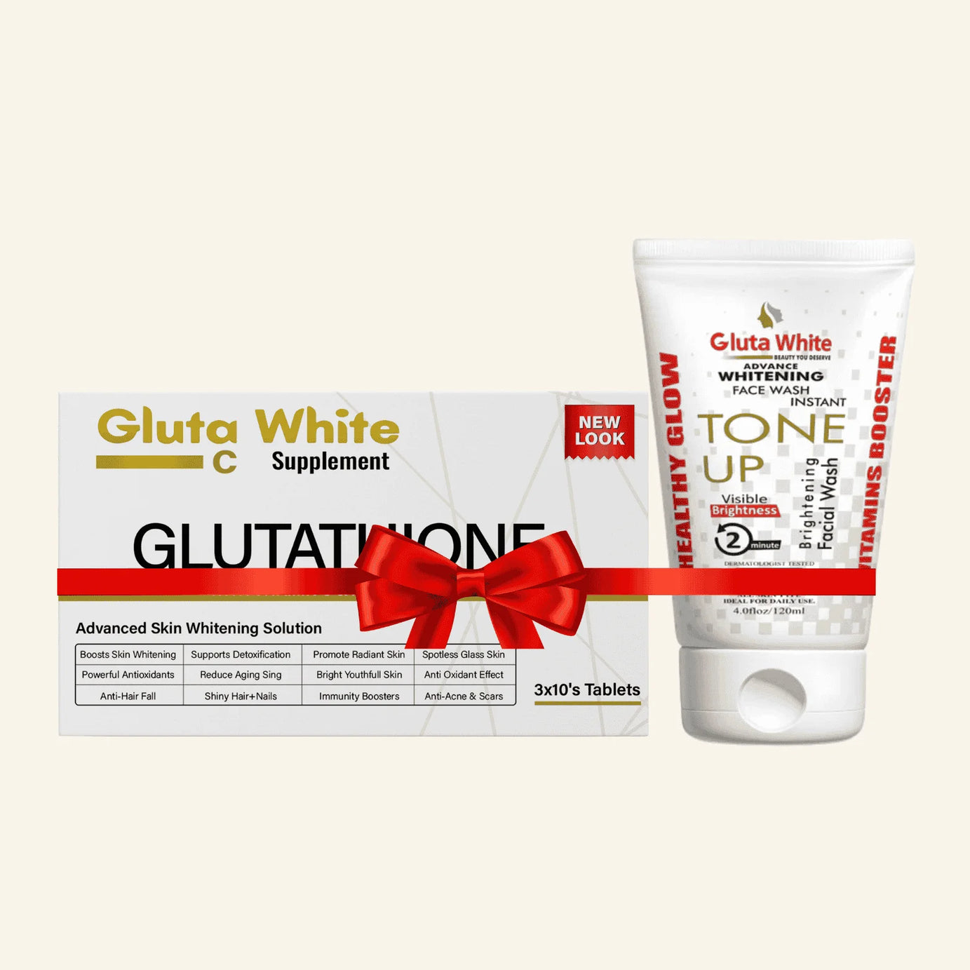 Gluta White Glutathione Tablet And Tone Up Face Wash