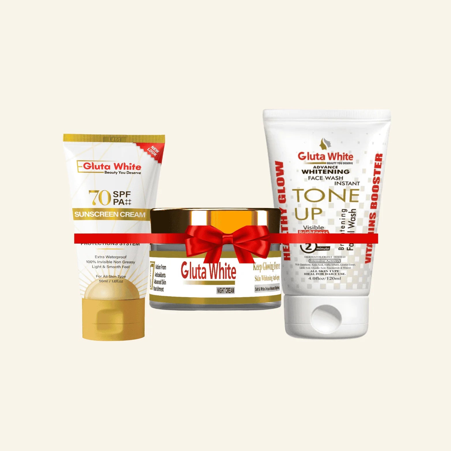 Gluta White Night Cream + Sunblock And Facewash